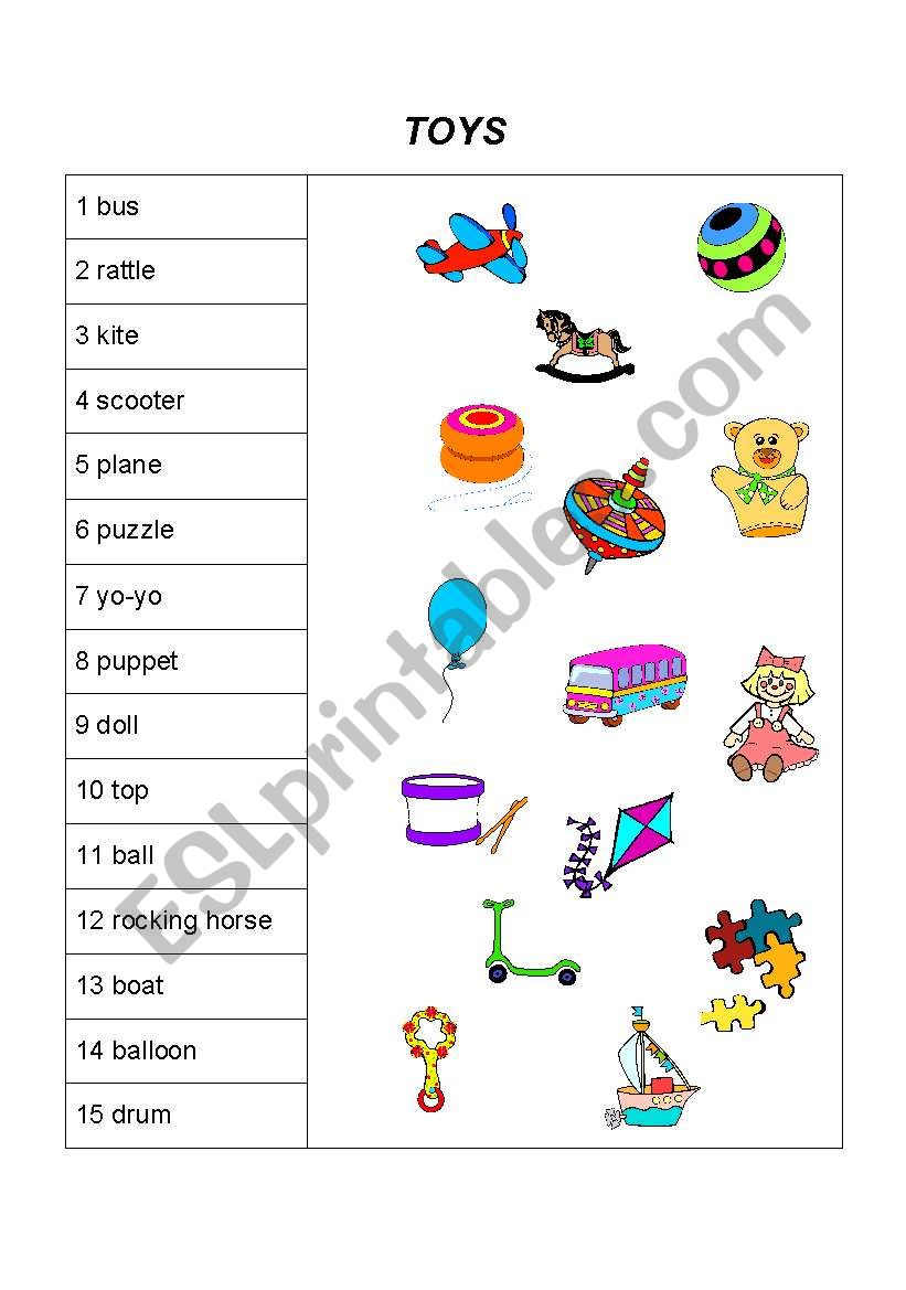 TOYS worksheet