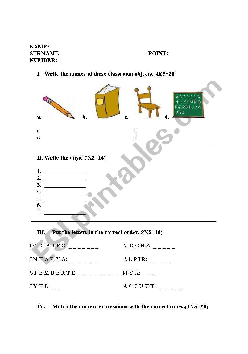 class worksheet
