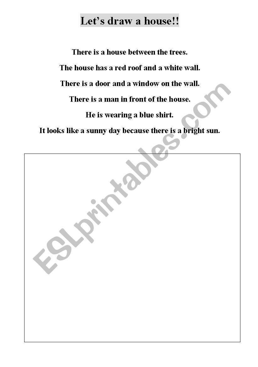 Lets draw a house. worksheet