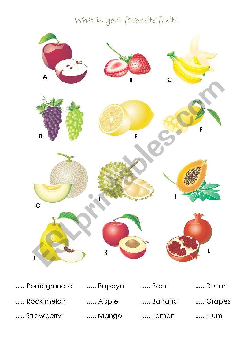 What is your favorite fruit? worksheet