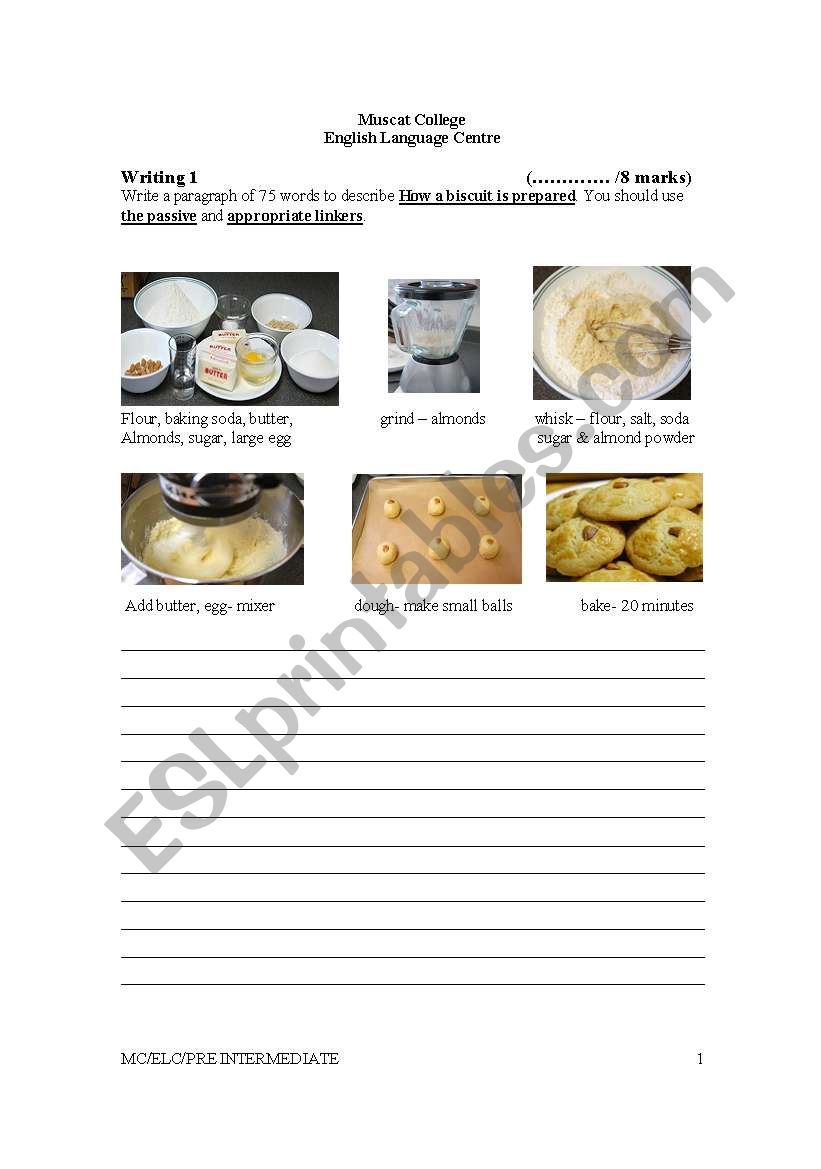 Process writing worksheet