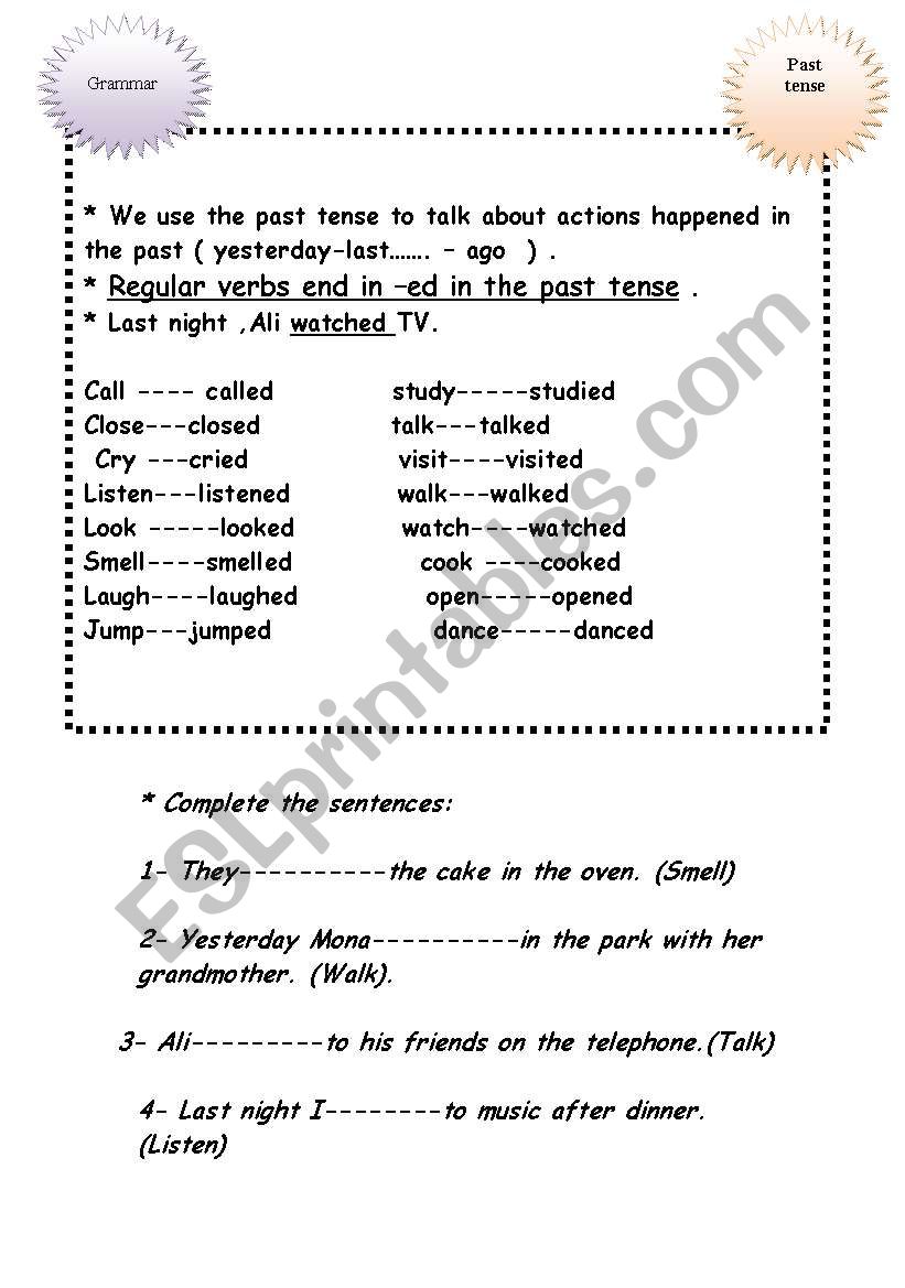 Past tense worksheet