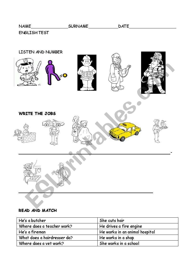 jobs worksheet