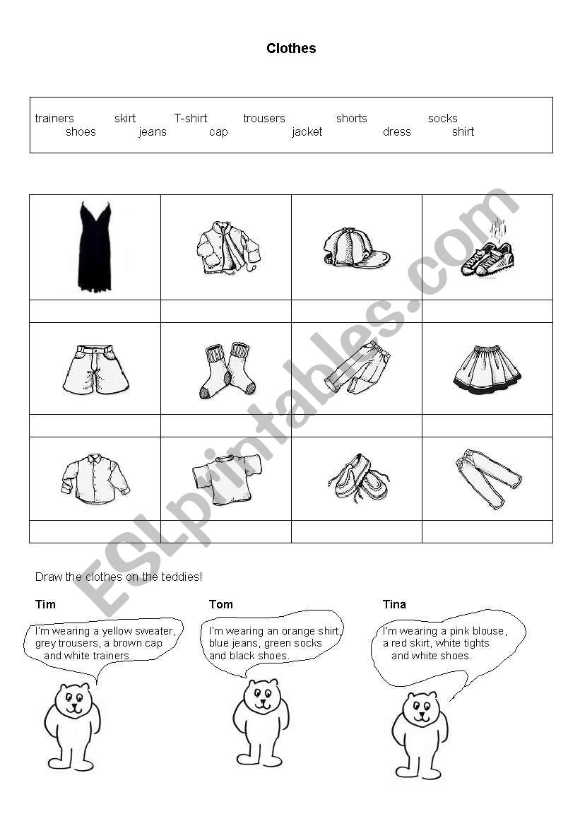 clothes worksheet