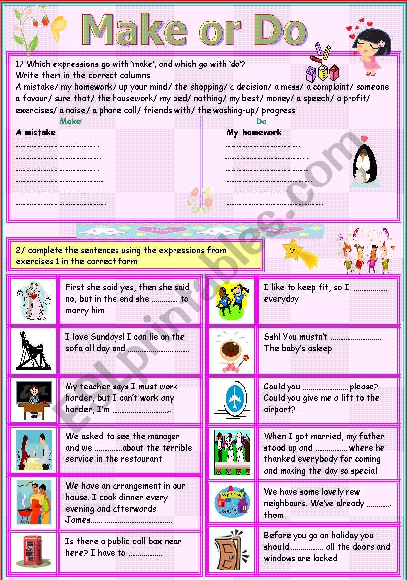 do and make worksheet