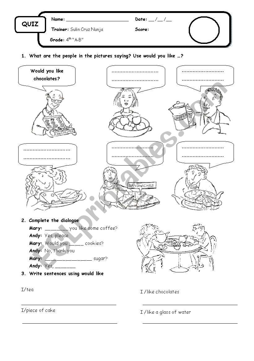 would you like chocolates? worksheet