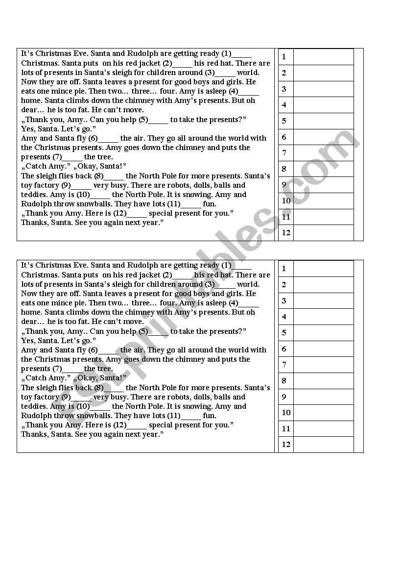 Santa and Amy worksheet