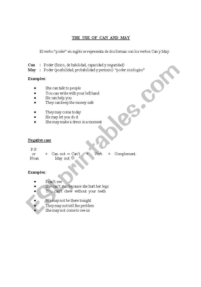 Can And May worksheet worksheet