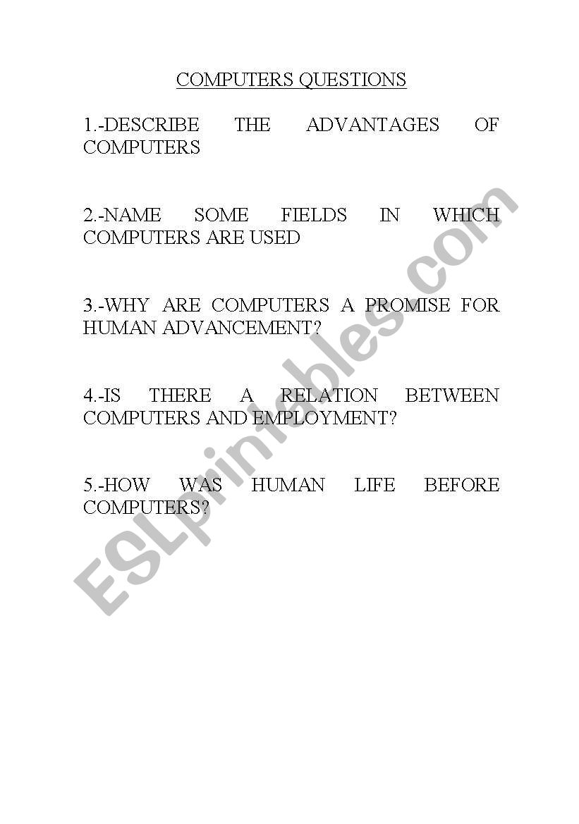 Questionary worksheet