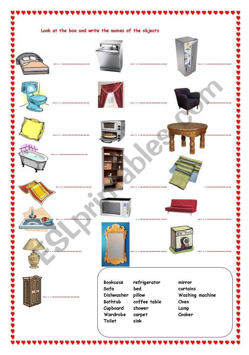 house pictionary worksheet