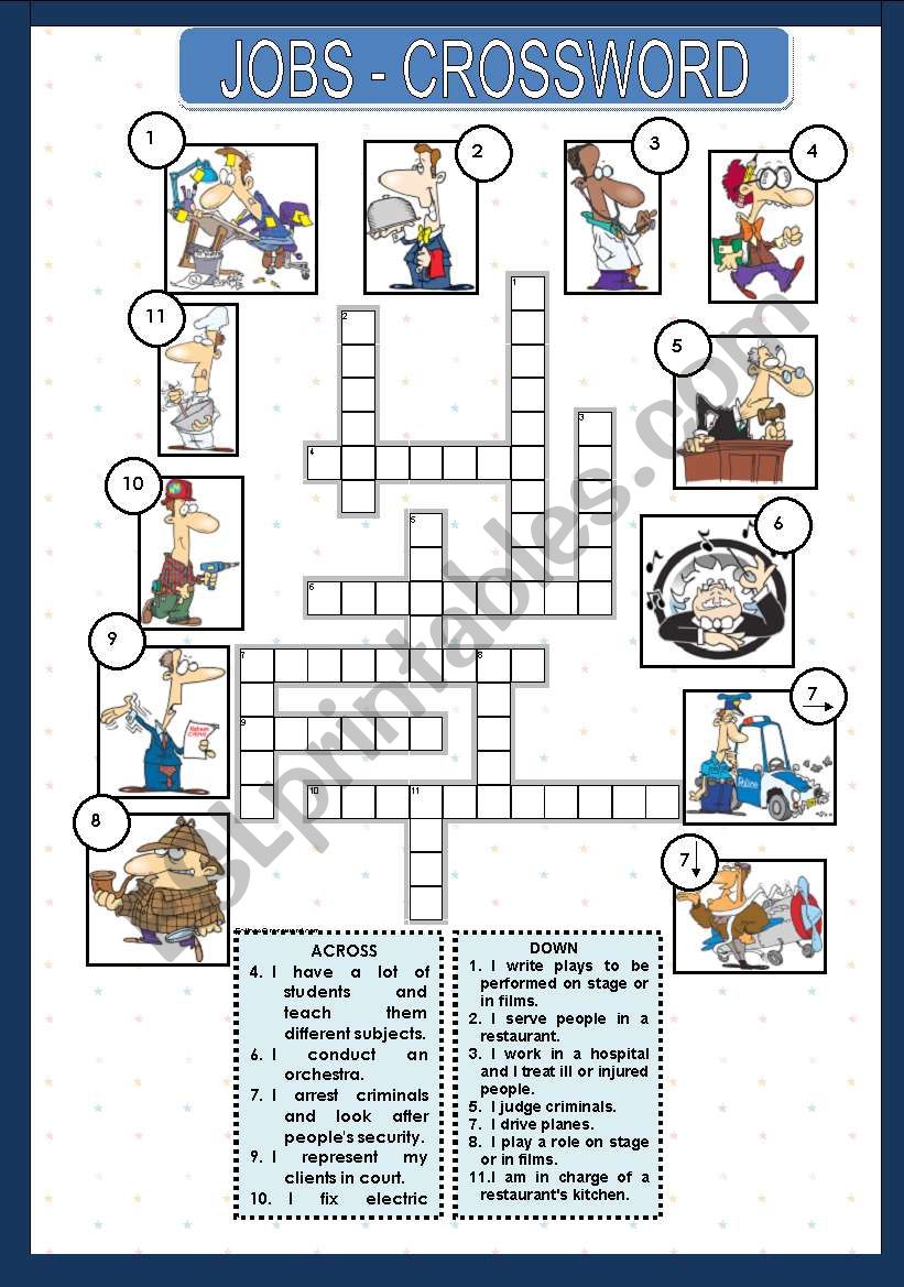 JOBS - CROSSWORD worksheet