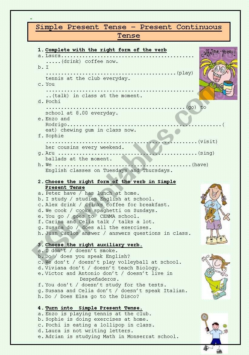 Simple Present Present Continuous Esl Worksheet By Antoarg