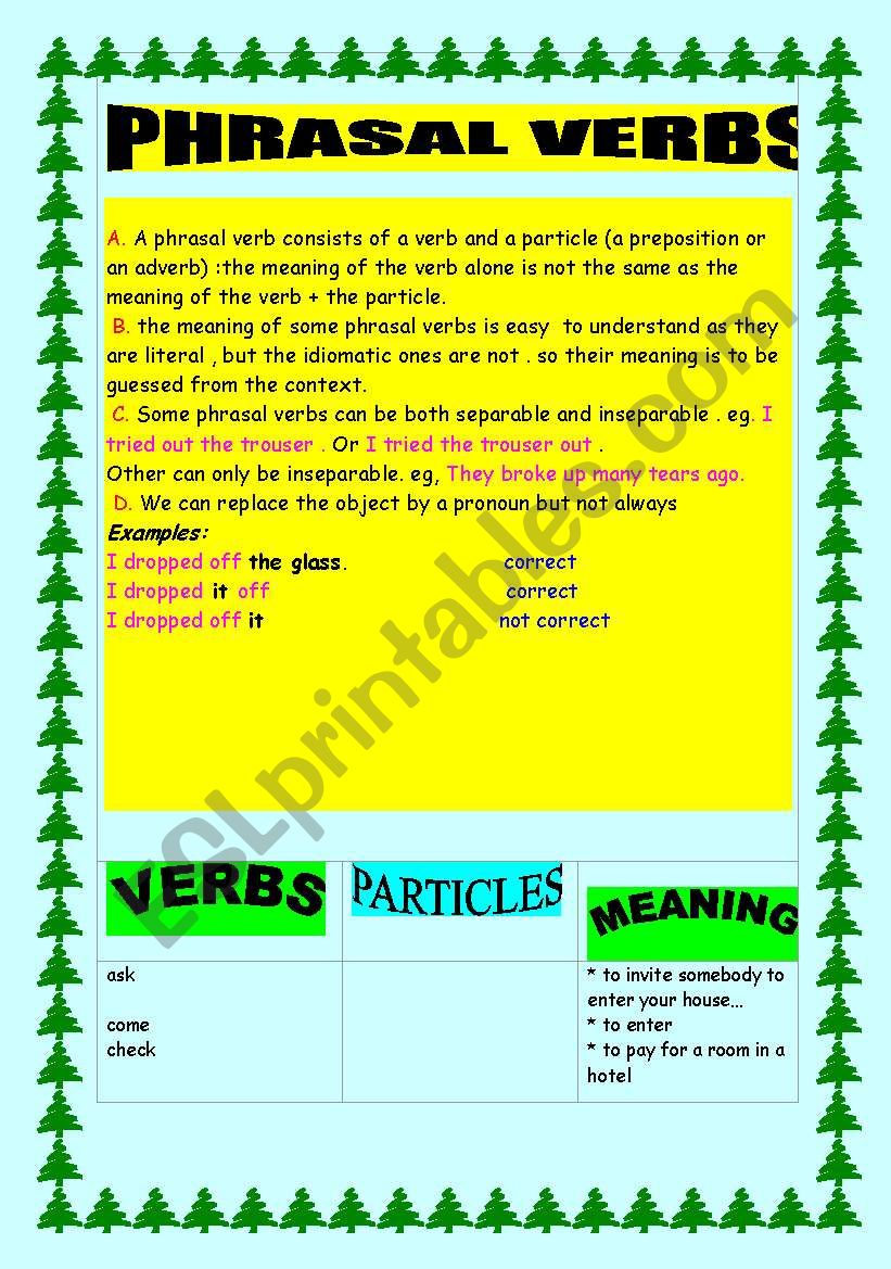 USEFUL PHRASAL VERBS IN up AND down  in AND out