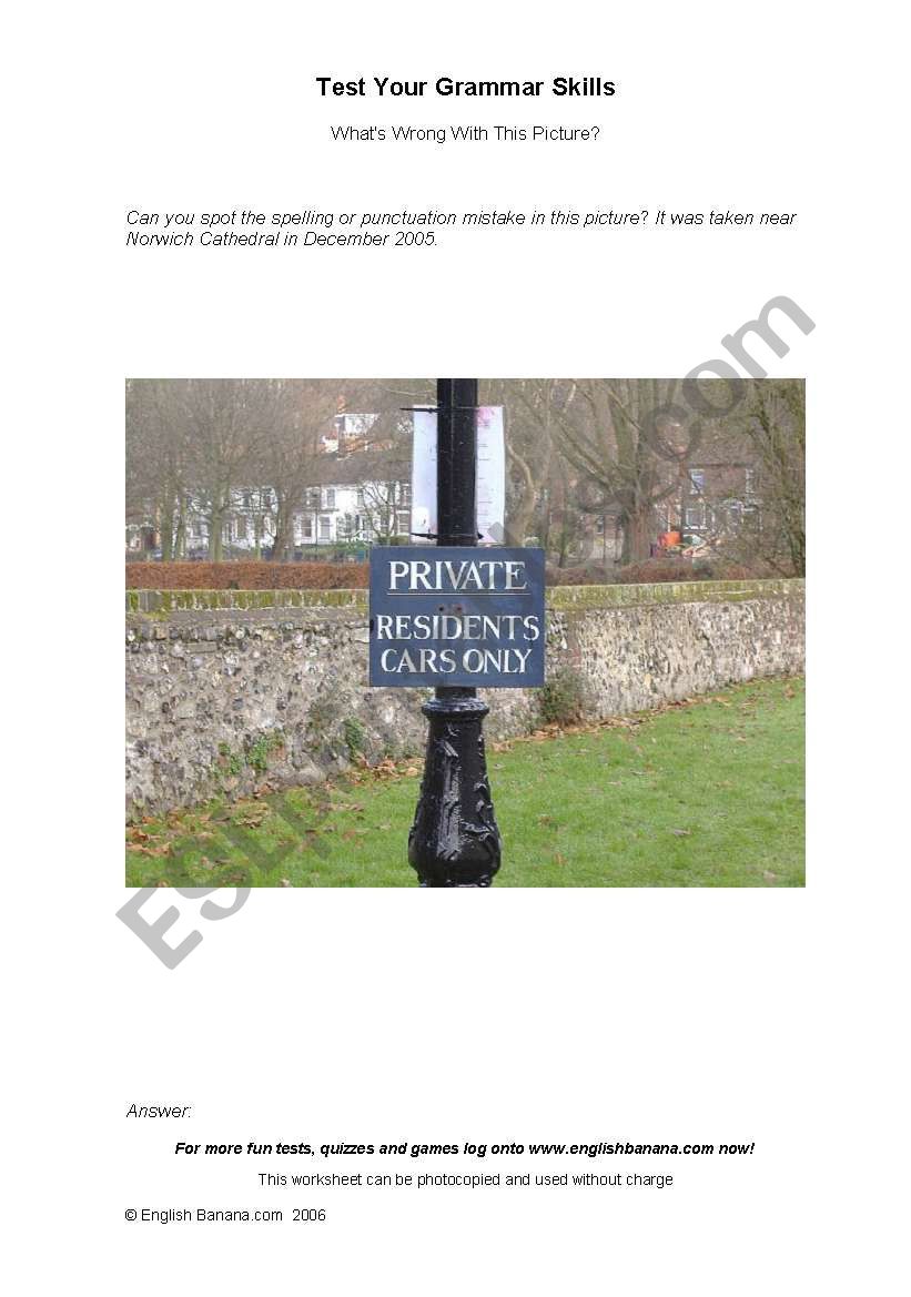 English worksheets: What´s wrong in the picture?