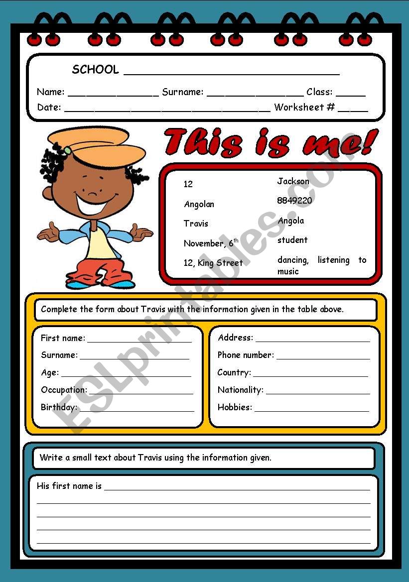 THIS IS ME! ( 2 PAGES ) worksheet