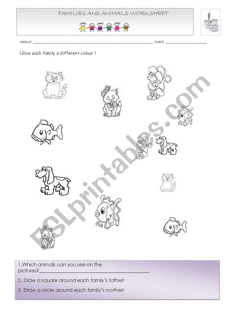 FAMILIES AND ANIMALS (PETS) worksheet