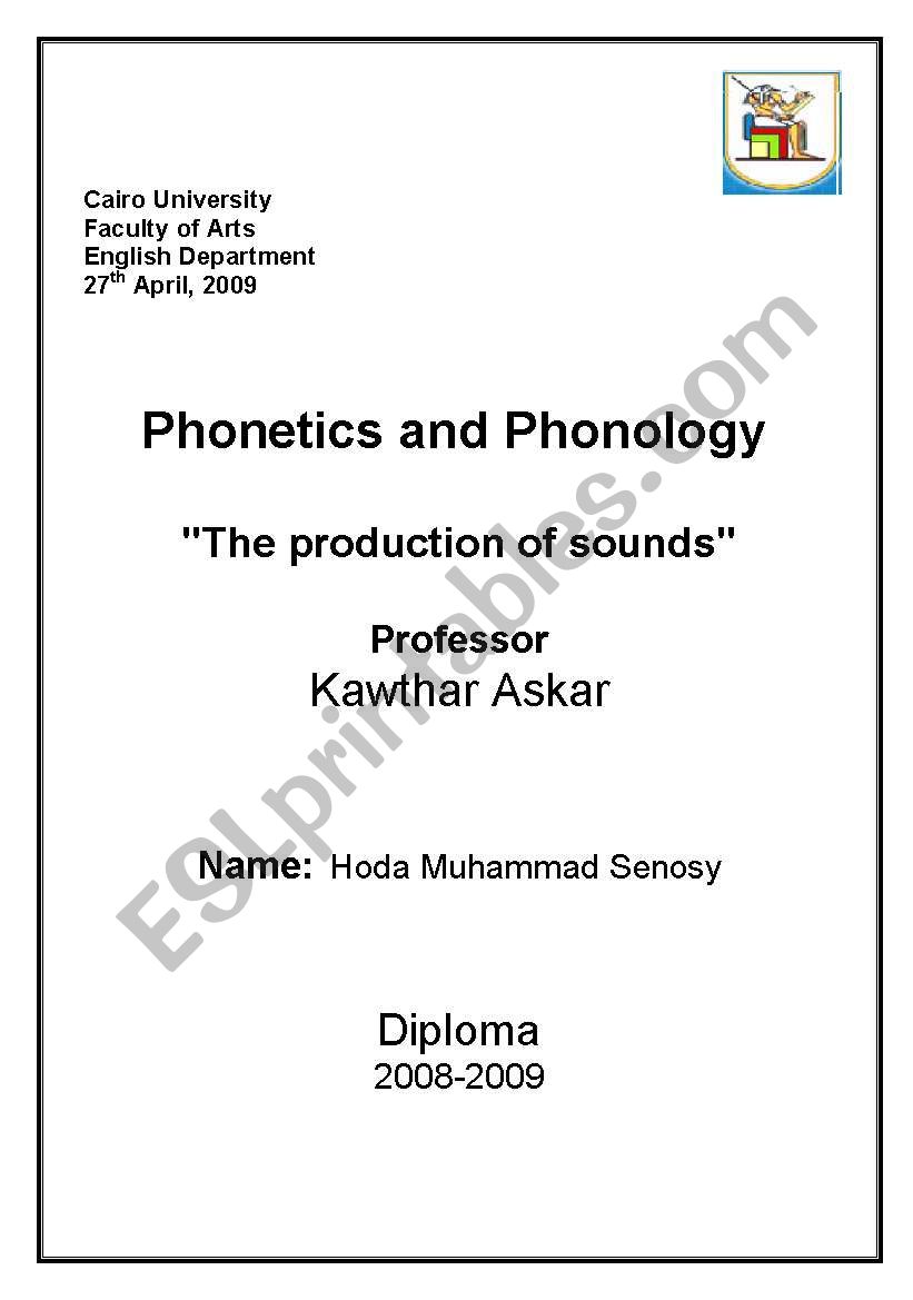 The production of sounds worksheet