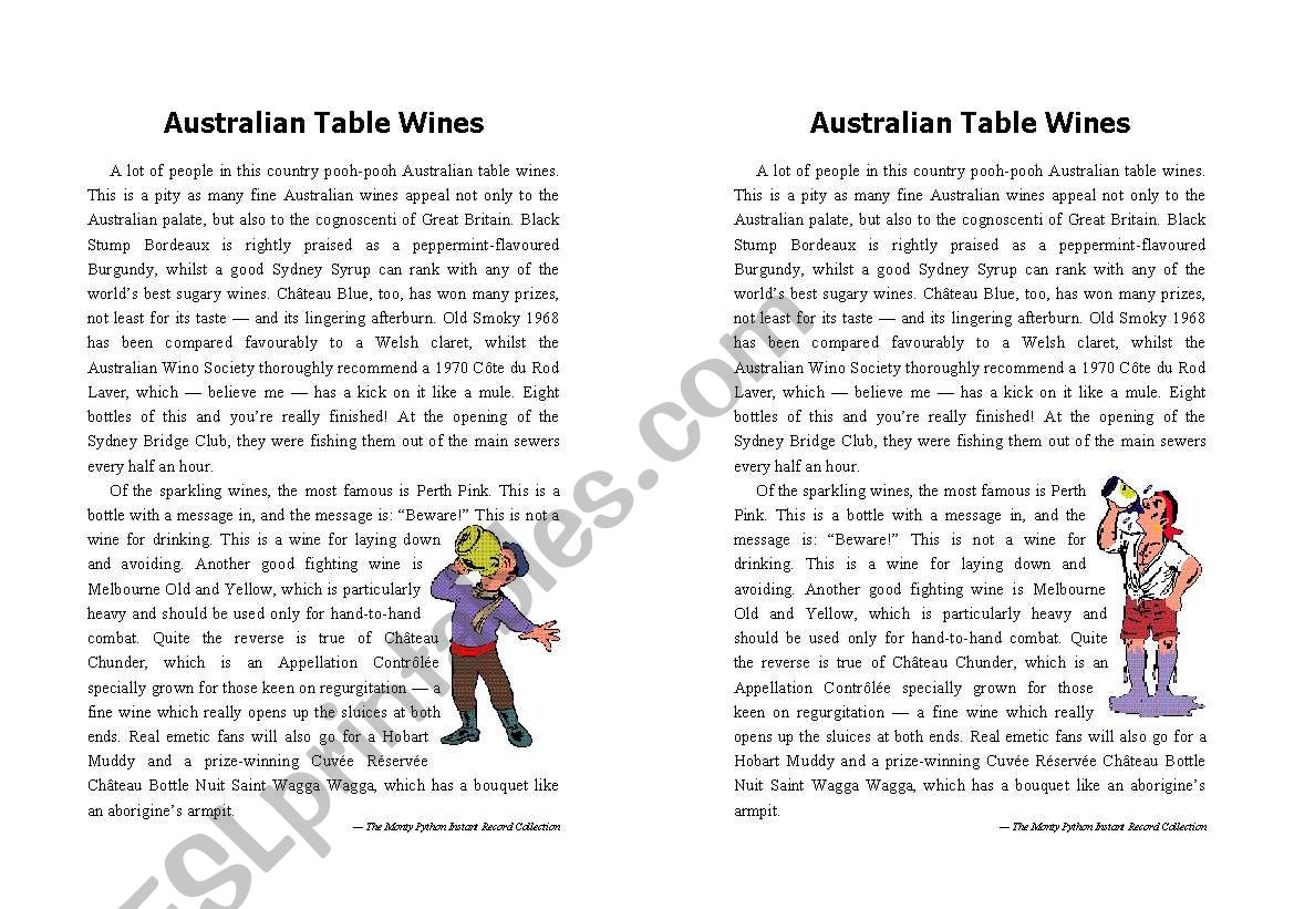 - Australian Wines - ESL worksheet by