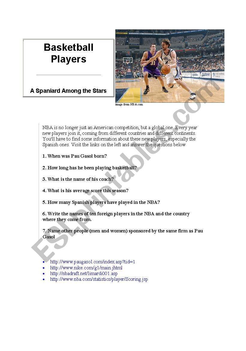 webquest basketball players worksheet