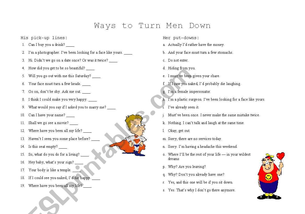 Ways to Turn Men Down 2 worksheet