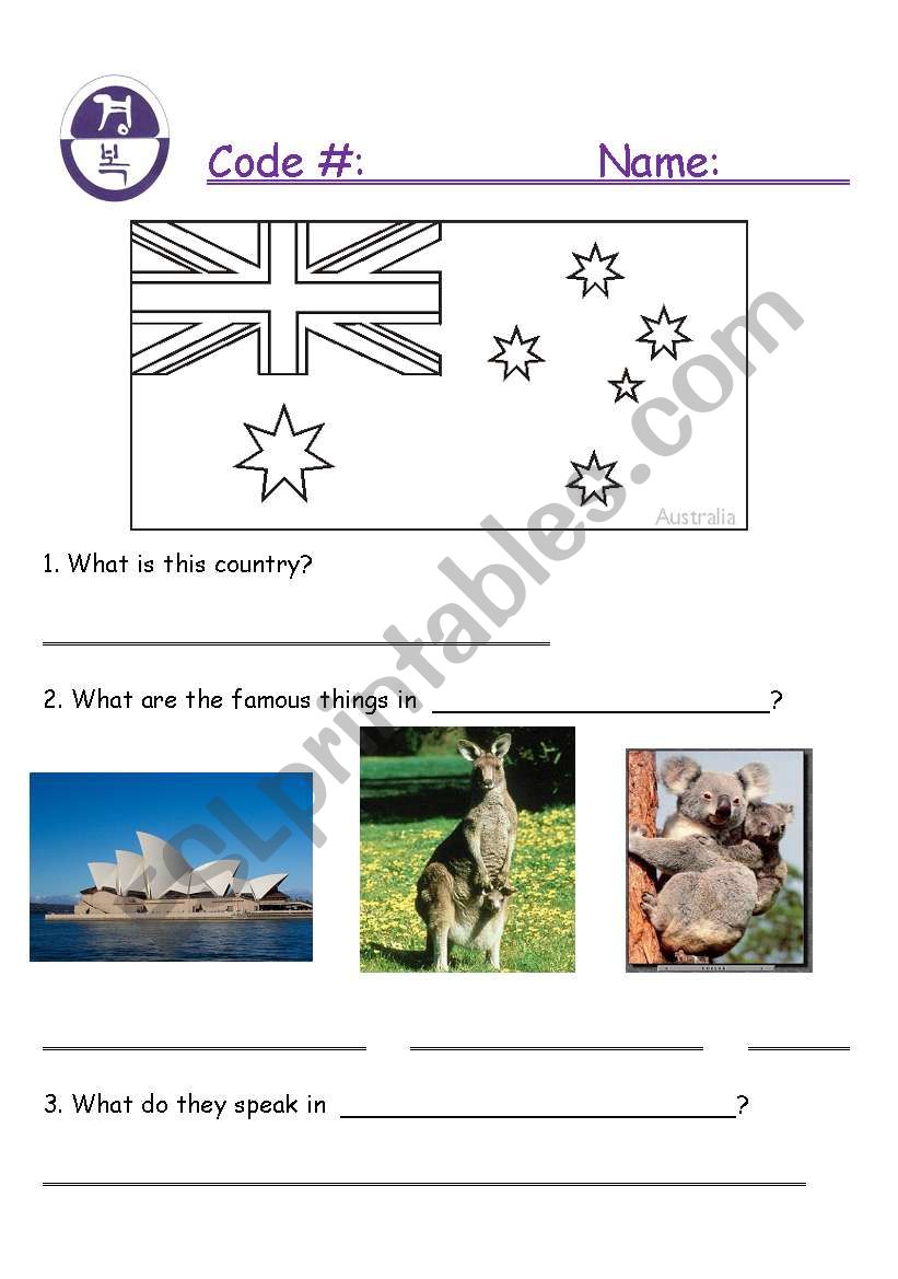 Australia worksheet