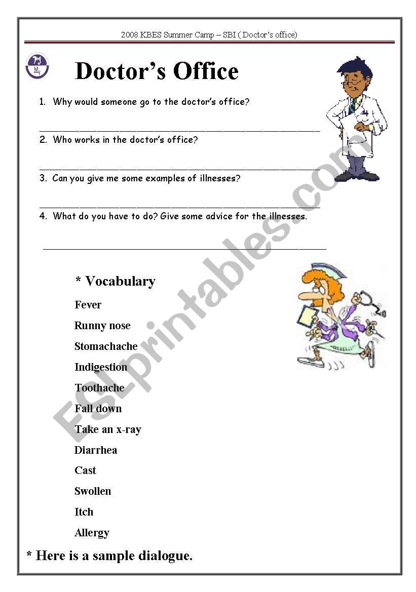 doctors office worksheet