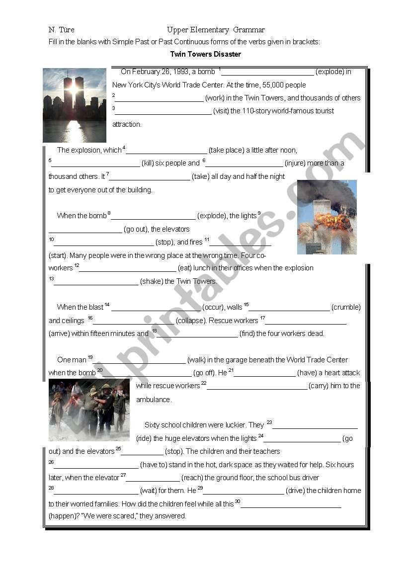 Twin Towers Disaster- Simple Past Past Continuous