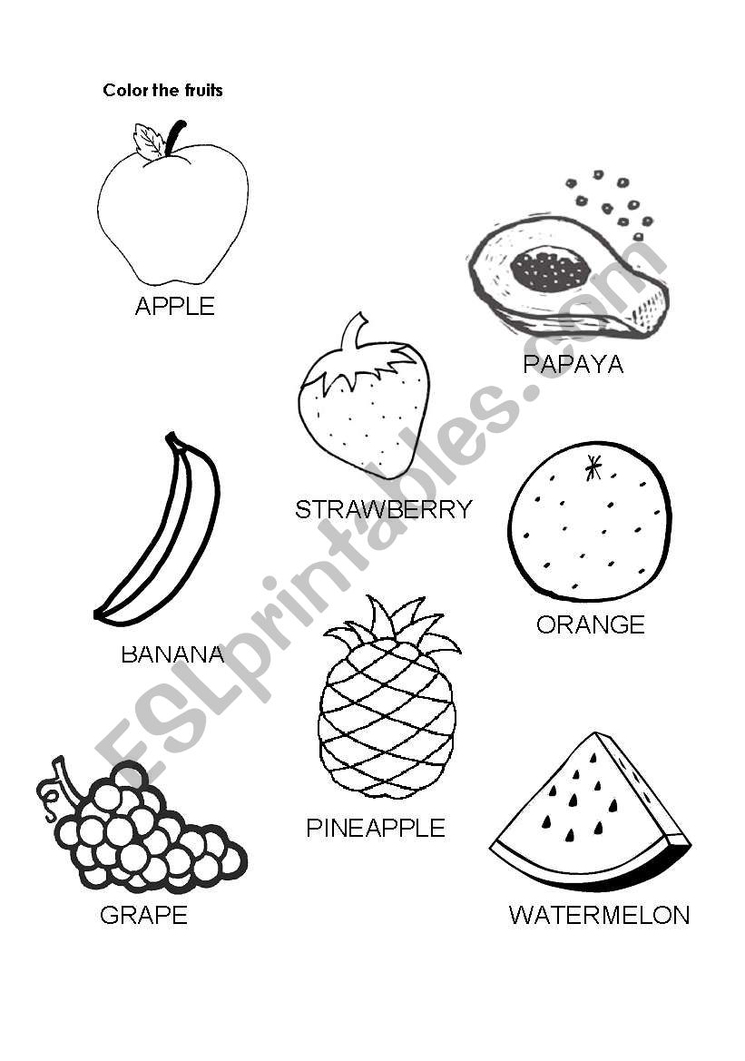 Fruits worksheet