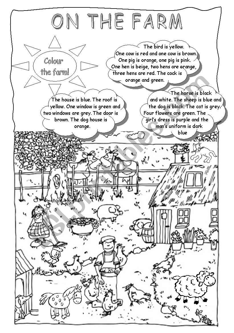 Colour the farm! worksheet