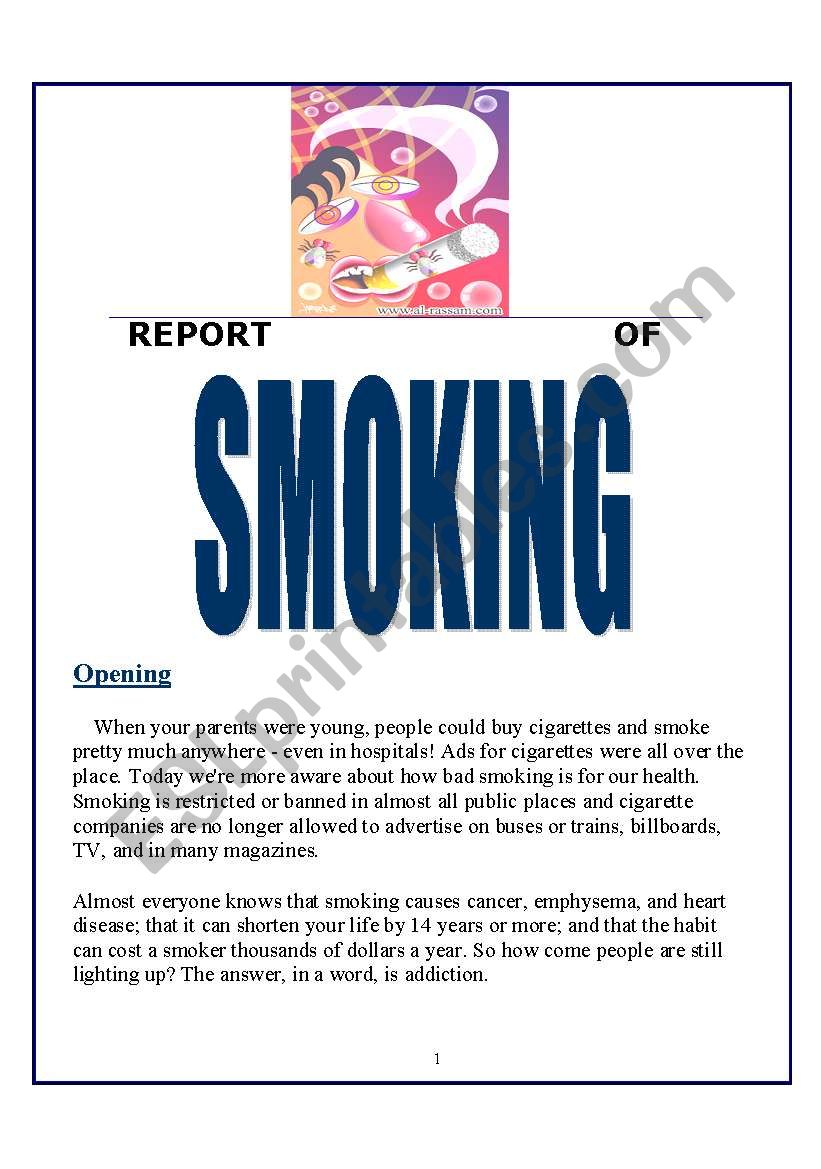 Smoking worksheet