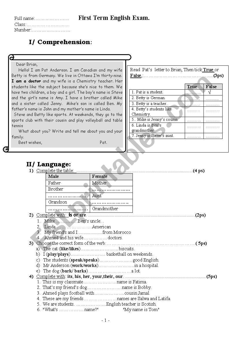 review or test...2pages worksheet