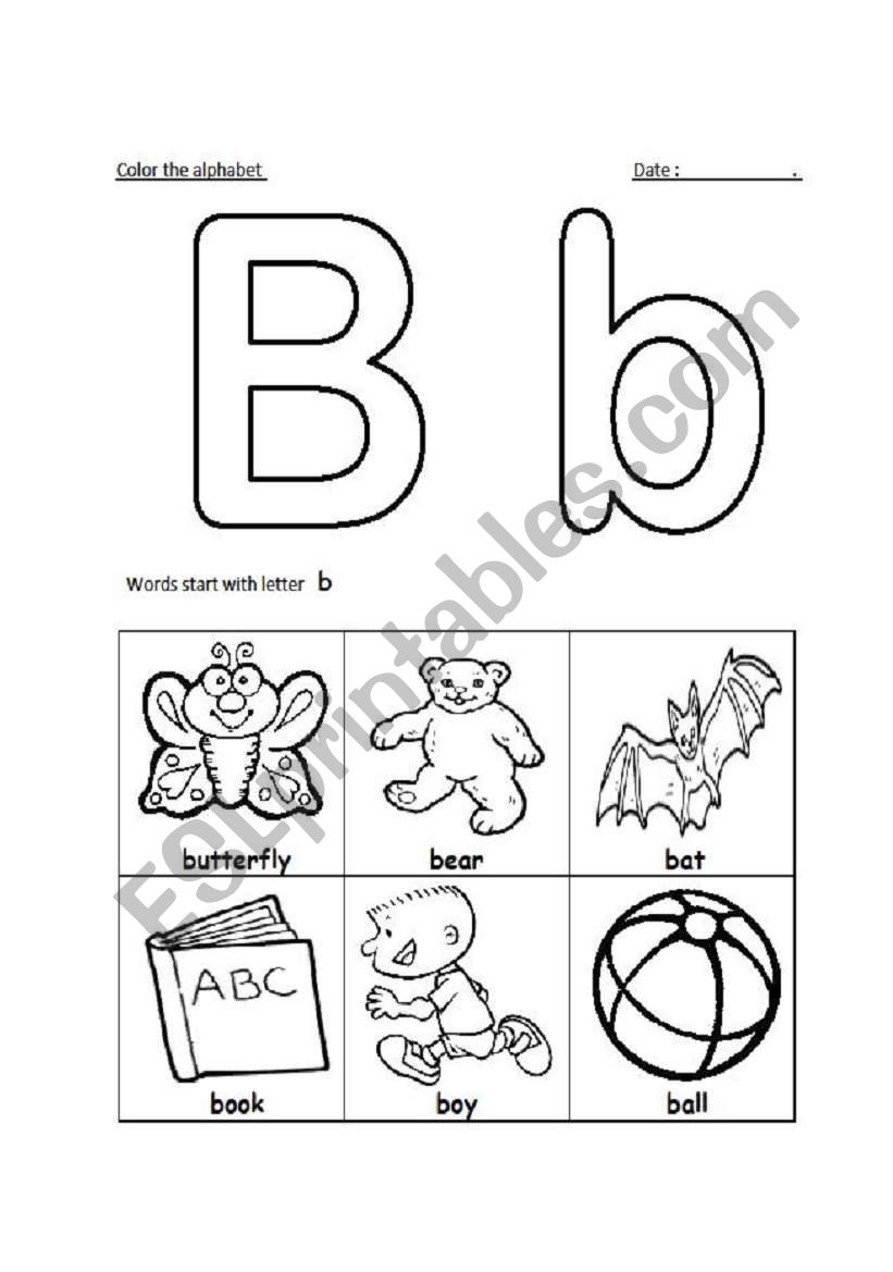 letter Bb recognition  worksheet