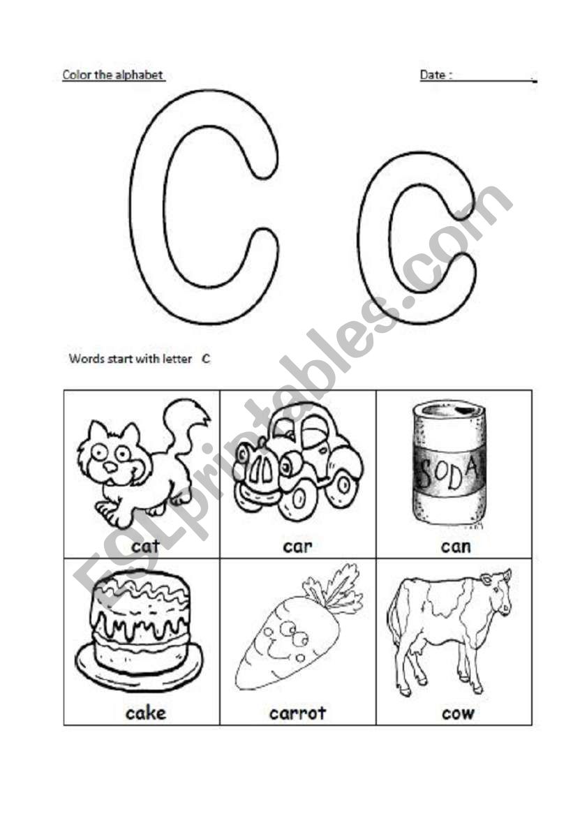 letter Cc recognition  worksheet