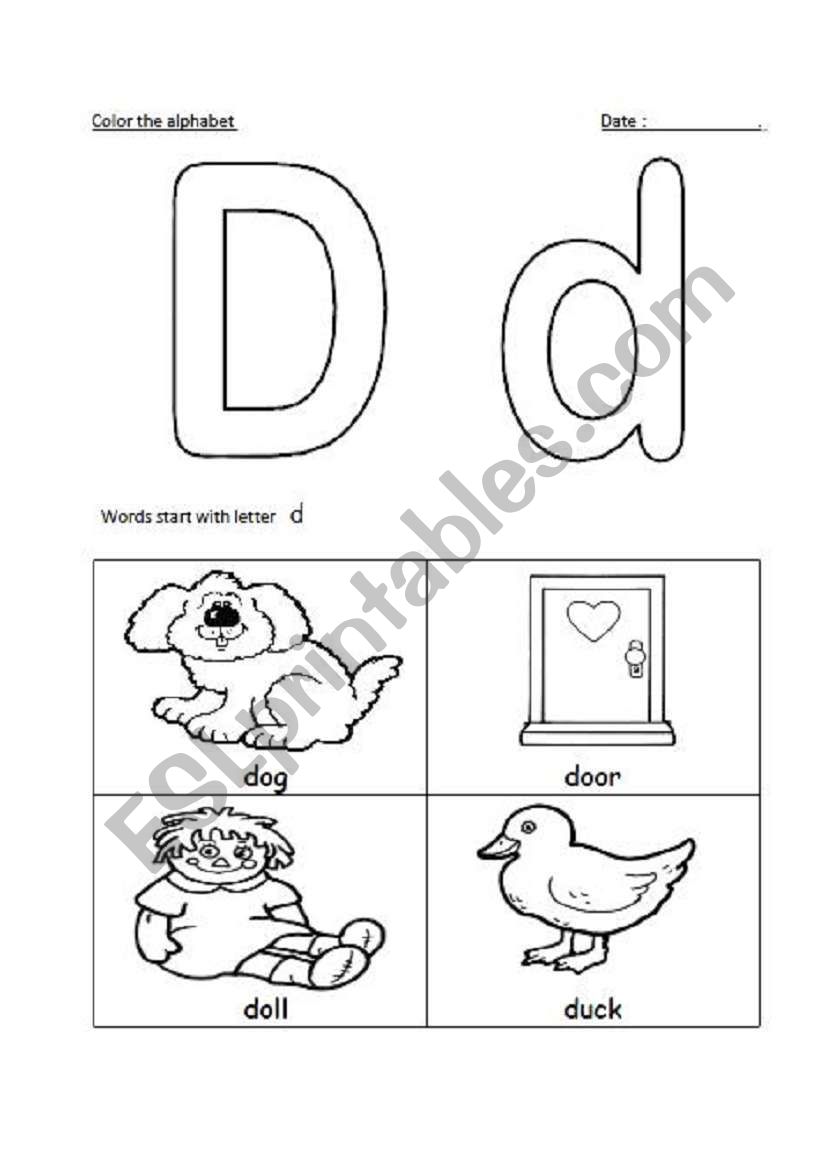 letter Dd recognition  worksheet