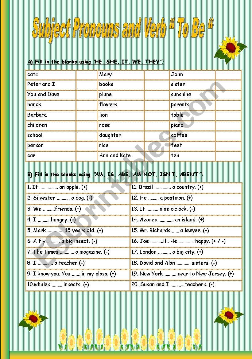 Personal pronouns_to be - 2 pages