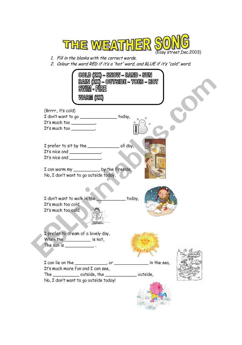 The weather song worksheet