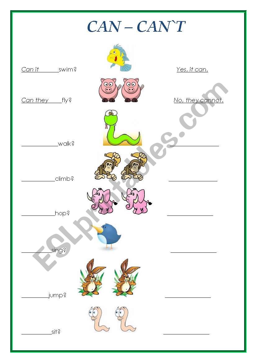 can cant esl worksheet by english1