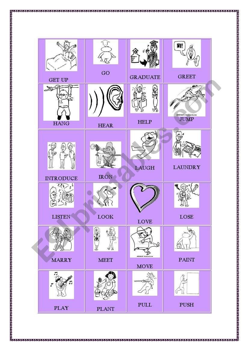 pictionary  76 verbs - second of three pages 2/3