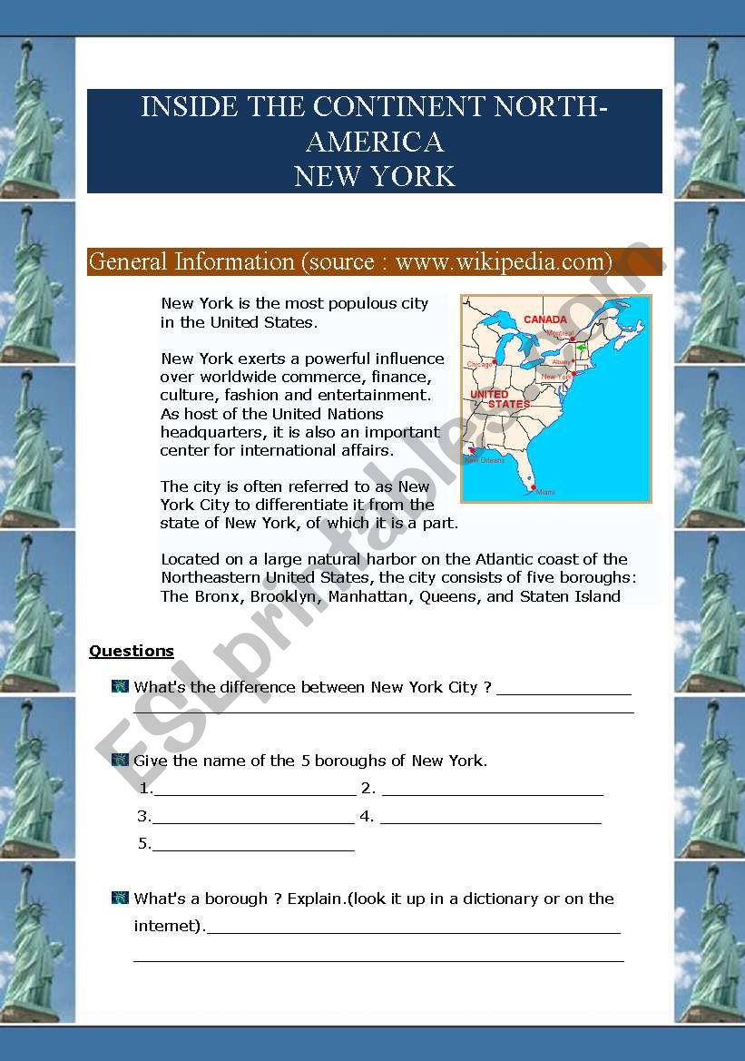 Inside the continent North-America -  New York City (6 pages)