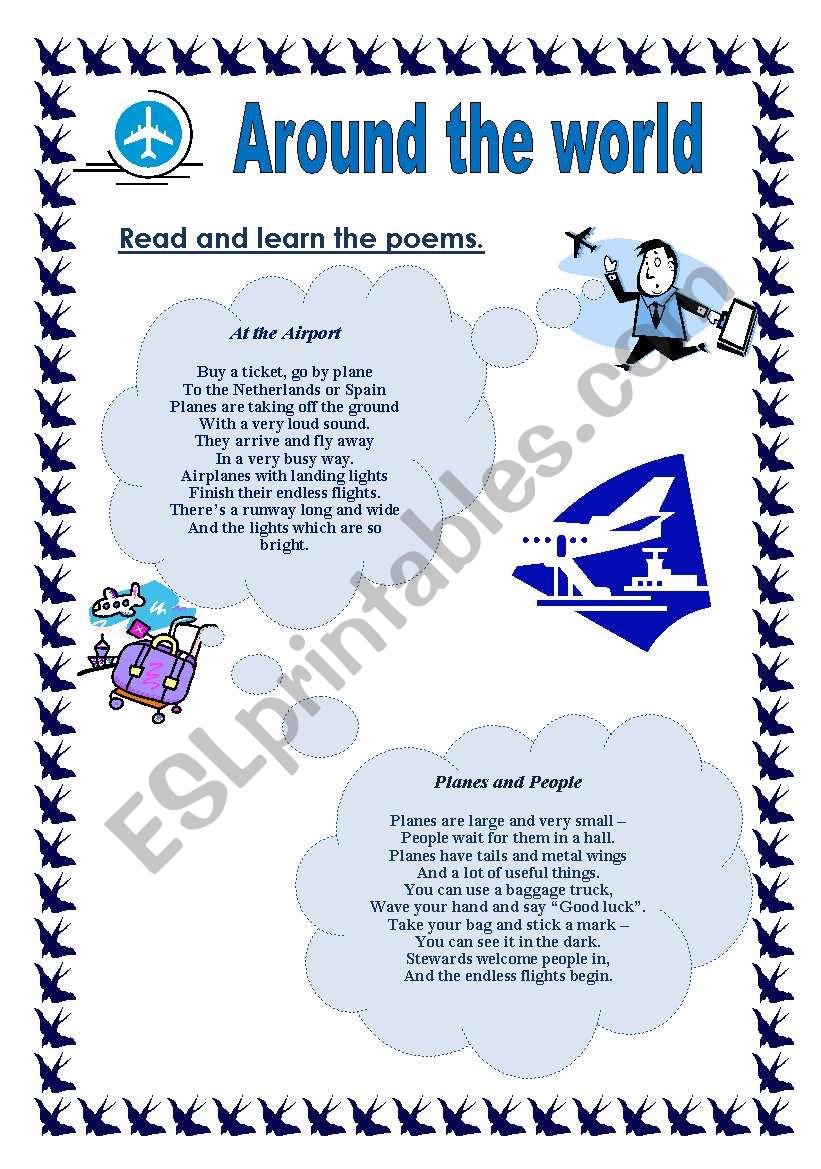 Travelling by plane (rhymes) worksheet