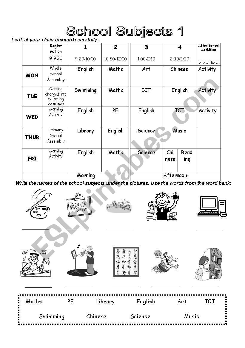 PART1/3 School Subjects and Timetable