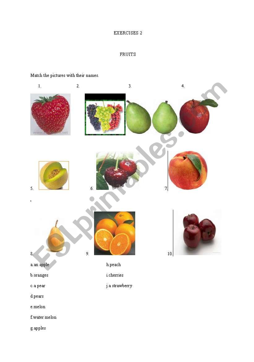 Fruits worksheet