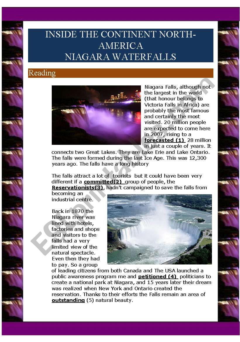 Inside the continent North-America- Niagara falls (3 pages)