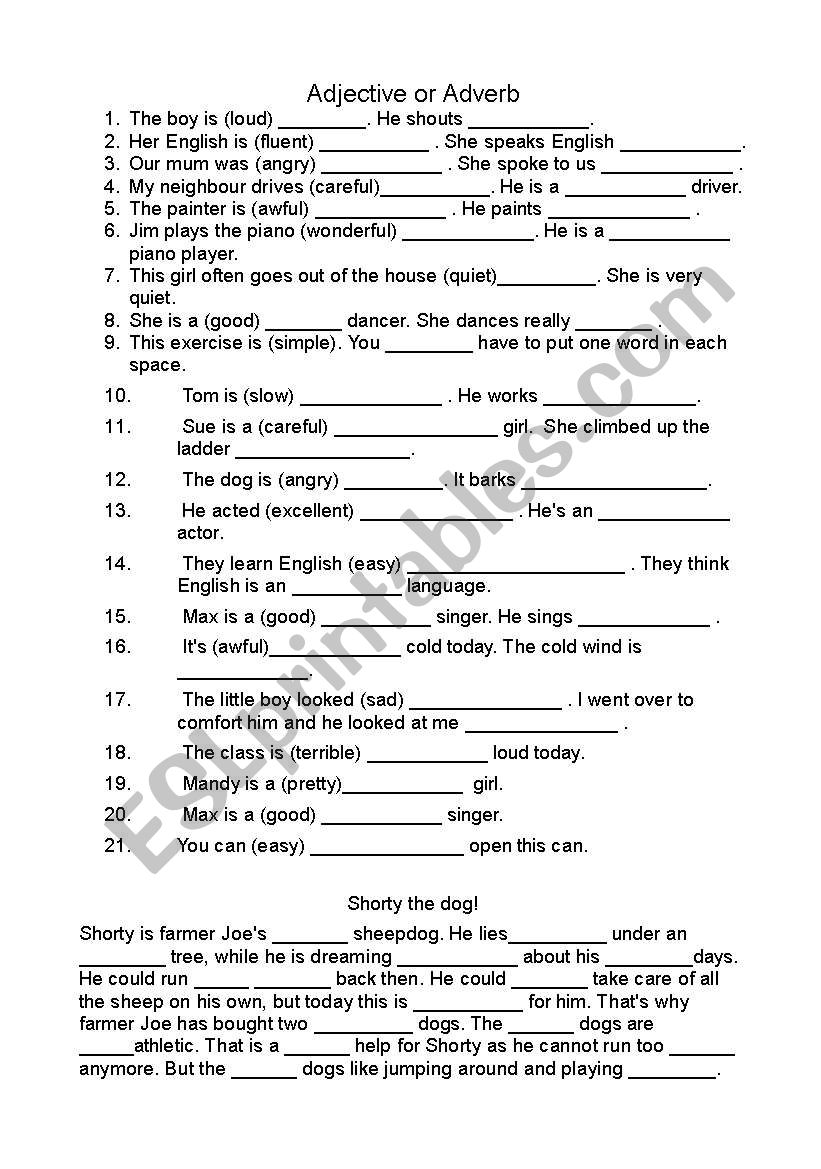 Adverb or Adjective? worksheet