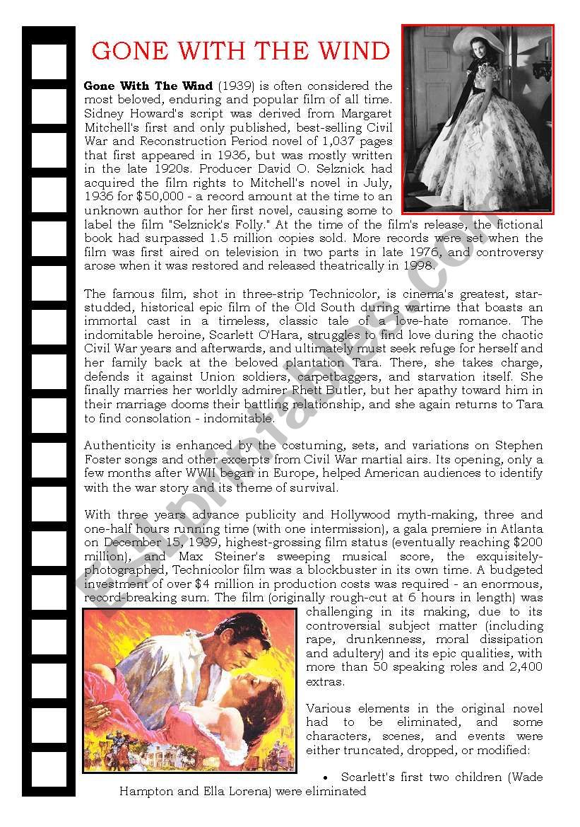Gone with the wind (1) worksheet