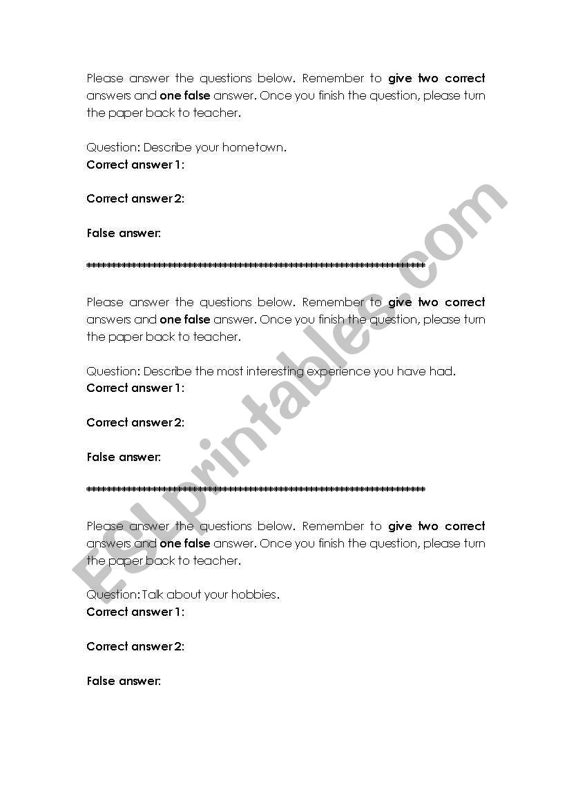 ice breaker game worksheet