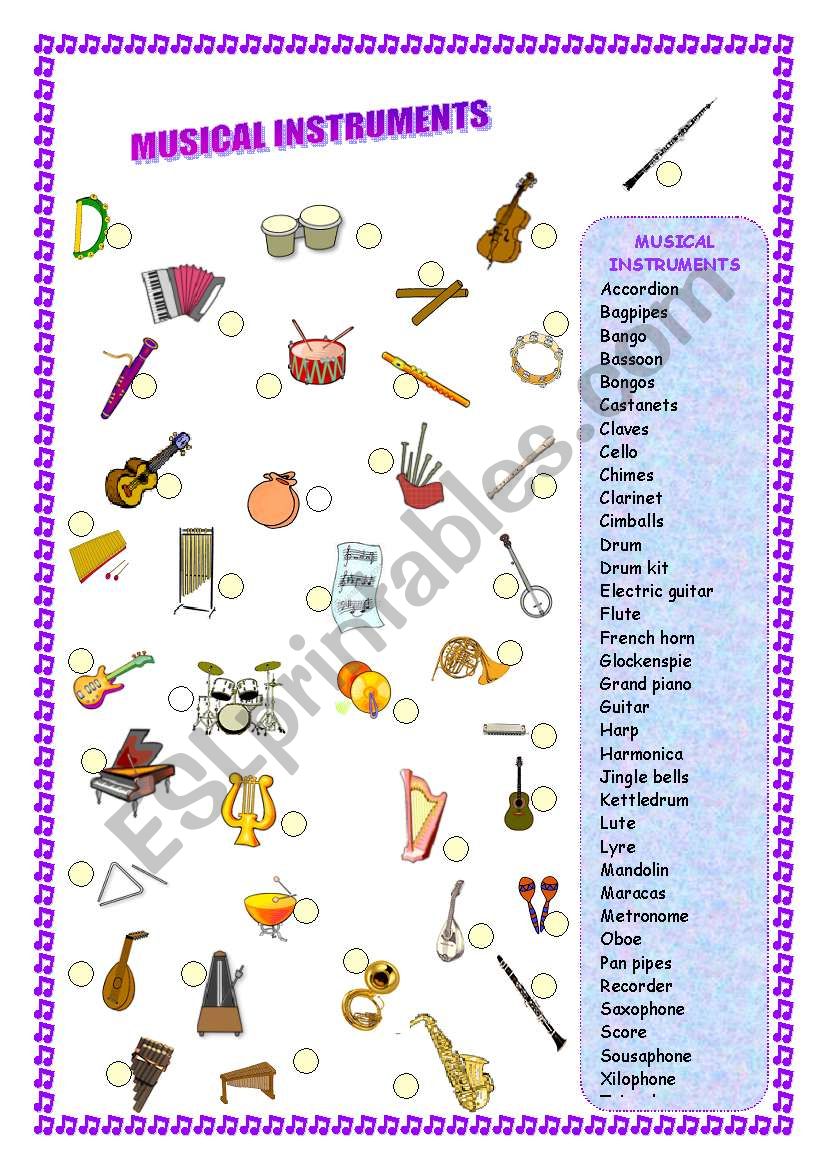 MUSICAL INSTRUMENTS worksheet