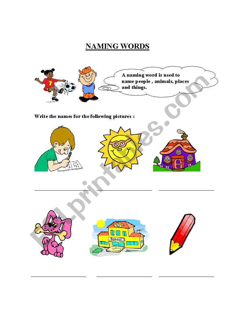 Naming Words worksheet