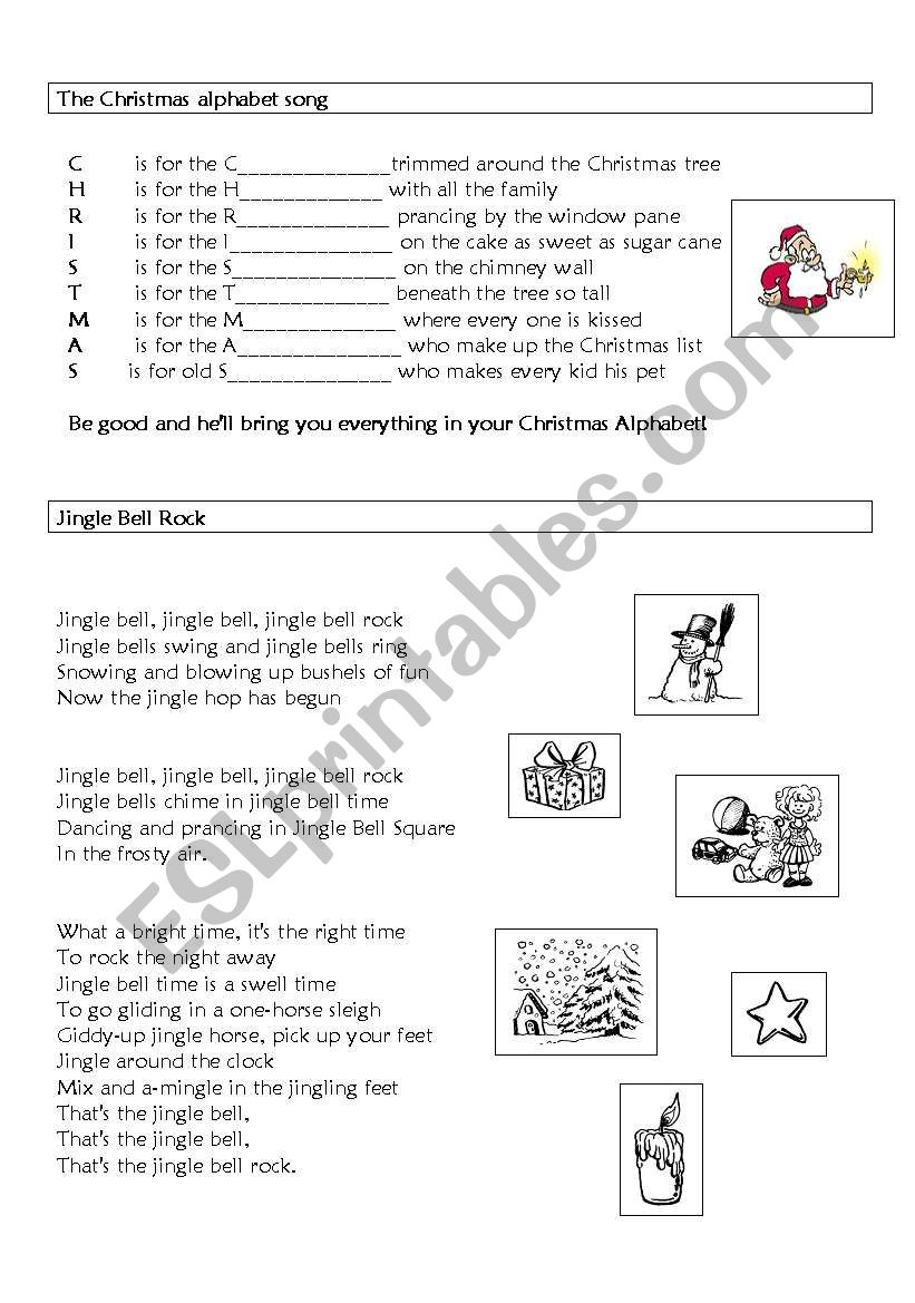 Christmas songs worksheet