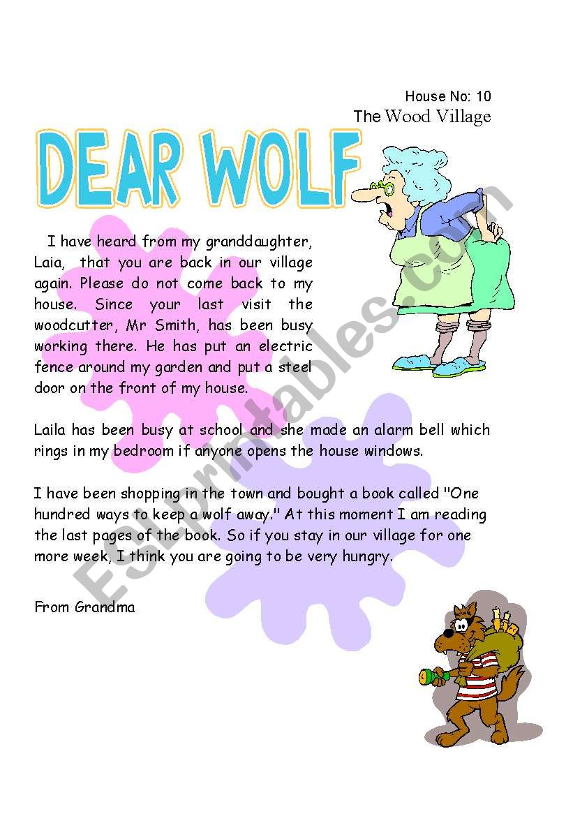 DEAR WOLF READING worksheet
